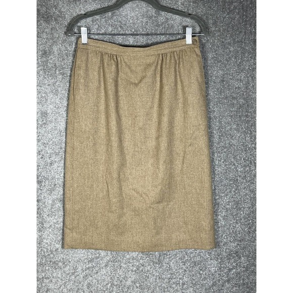 Pendleton Virgin Wool Skirt Womens Size 10 Petite Tan Brown Pockets Made‎ in USA - Picture 1 of 9